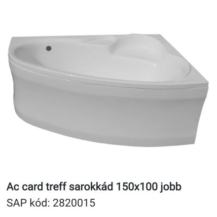 Akril sarokkád Ac card treff 150x100 jobbos